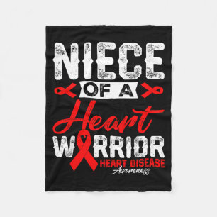 Niece Of A Heart Warrior Heart Disease Red Ribbon Fleece Blanket