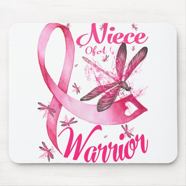 Niece Of A Warrior Dragonfly Breast Cancer Mouse Pad (Front)