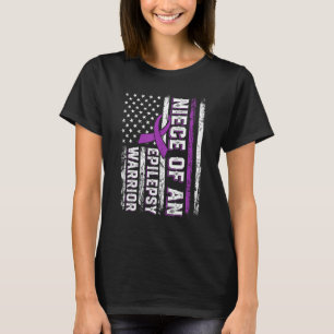 Niece of a Warrior Epilepsy Purple Ribbon Support T-Shirt