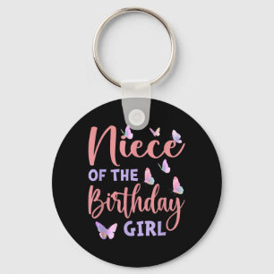 Niece of The Birthday Girl Butterfly Family Key Ring