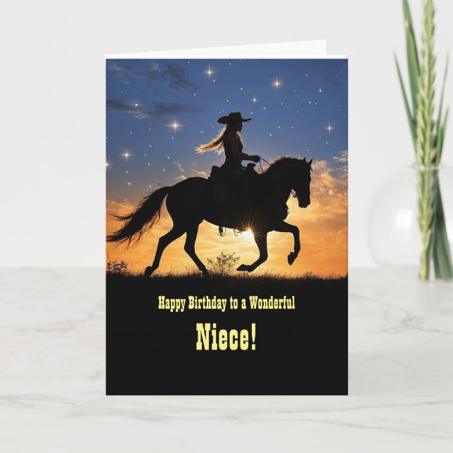 Niece or Any Relation Happy Birthday Cowgirl  Card (Front)