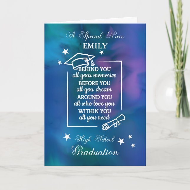 Niece Personalise High School Graduation Quote Card (Front)