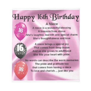 Niece Poem - 16th Birthday Notepad