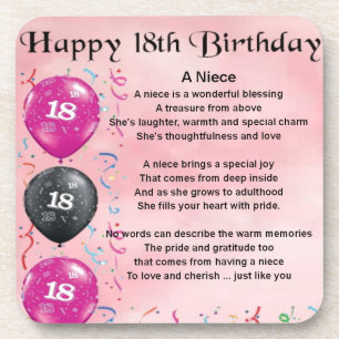 Niece Poem - 18th Birthday Coaster