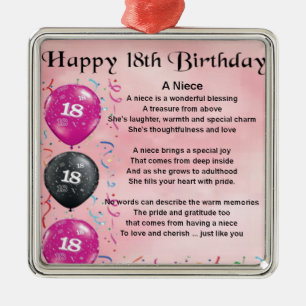 Niece Poem - 18th Birthday Metal Tree Decoration