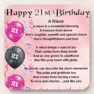 Niece Poem - 21st Birthday Coaster