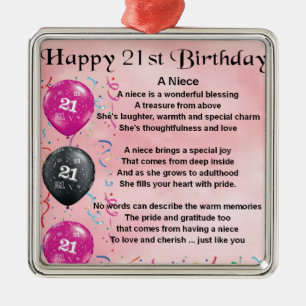 Niece Poem - 21st Birthday Metal Ornament