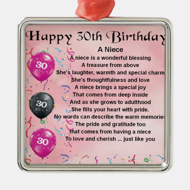 Niece Poem - 30th Birthday Metal Ornament (Front)