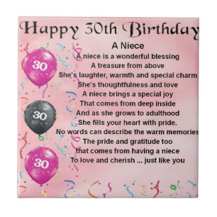 Niece Poem - 30th Birthday Tile