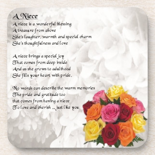 Niece Poem - Flowers Coaster (Front)