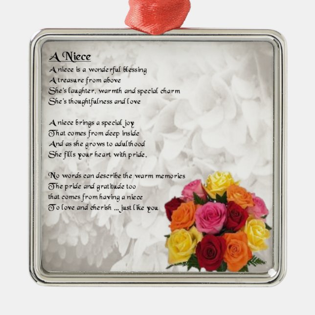 Niece Poem - Flowers Metal Ornament (Front)