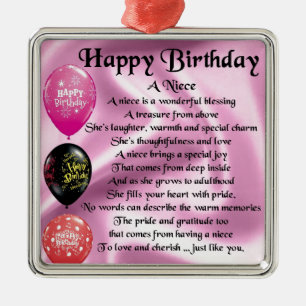 Niece Poem - Happy Birthday Metal Ornament