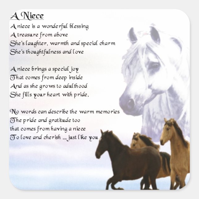 Niece Poem - Horses Square Sticker (Front)