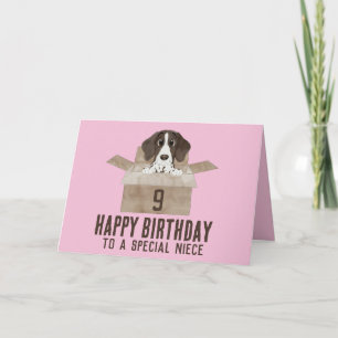 Niece Puppy in Box Birthday Card