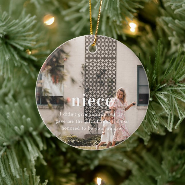 Niece | Sentimental Photo Keepsake Christmas Ceramic Ornament (Tree)