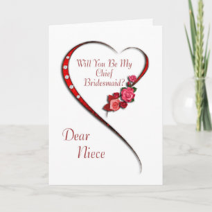 Niece, Swirling heart Chief Bridesmaid invite