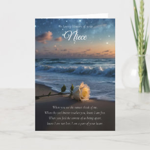 Niece Sympathy Memorial Rose on the Beach Card