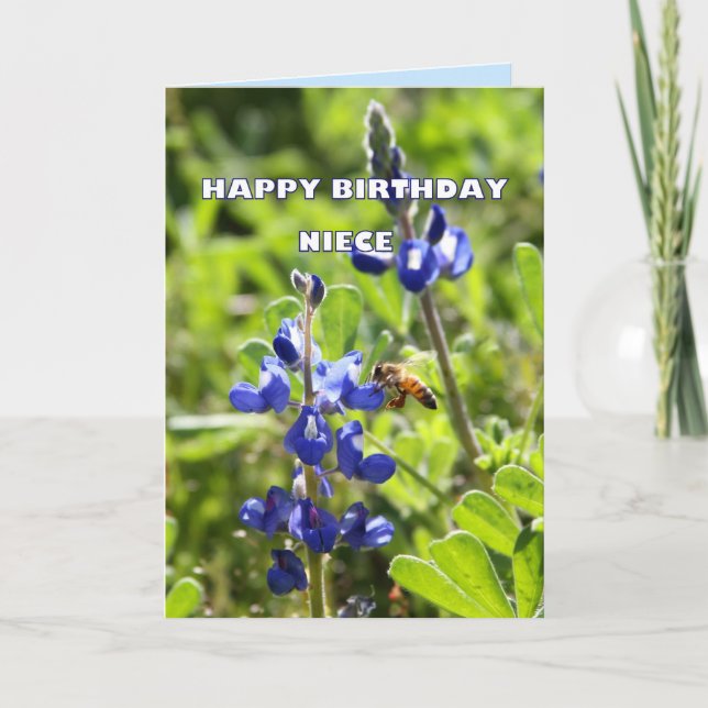 Niece Texas Bluebonnet Happy Birthday Card (Front)