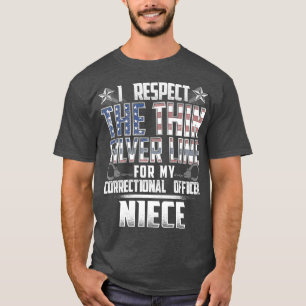 Niece Thin Silver Line Correctional Officer T-Shirt