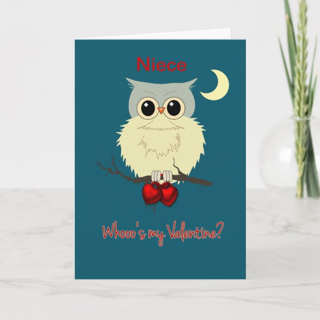 Niece Valentine's Day Cute Owl Humour Holiday Card (Front)