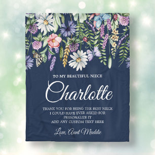Niece Wildflowers Personalised Message Fleece Blanket