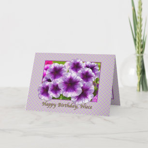 Niece's Birthday Card with Purple Petunias