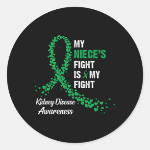 Niece's Fight My Fight Kidney Disease Awareness Classic Round Sticker