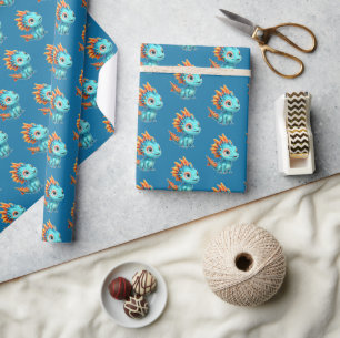 Niedlicher Alien-Drache, türkis - Wrapping Paper