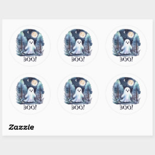 Niedliches Gespenst Geist im Wald Halloween Classic Round Sticker