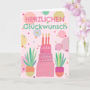 Niedliches Glückwunsch Geburtstagskuchen Rosa Bunt Card