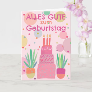 Niedliches Glückwunsch Geburtstagskuchen Rosa Card