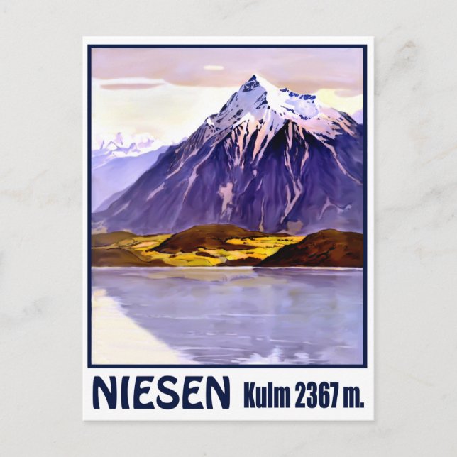 Niesen, mountain peak, Switzerland, vintage travel Postcard (Front)