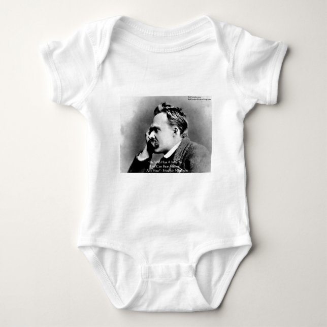 Nietzsche "A Why" Wisdom Quote Gifts & Cards Baby Bodysuit (Front)