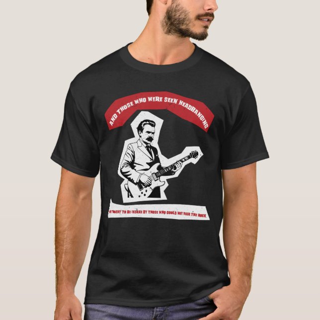 Nietzsche Guitar Headbanging Quote T-Shirt (Front)