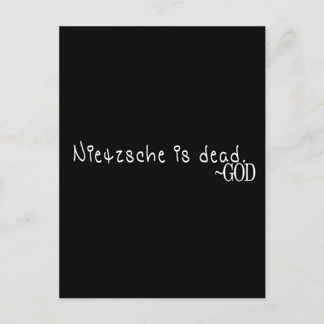 NIETZSCHE IS DEAD - GOD POSTCARD (Front)