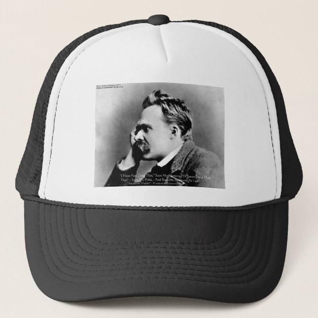 Nietzsche "Pride Vs Memory" Wisdom Quote Gifts/Tee Trucker Hat (Front)