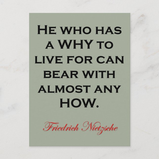 Nietzsche Quote - Bear Any How Postcard (Front)