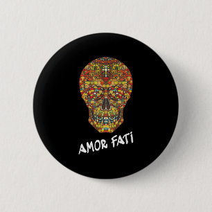 Nietzsche Stoic Quote Philosopher Sugar Skull Amor 6 Cm Round Badge