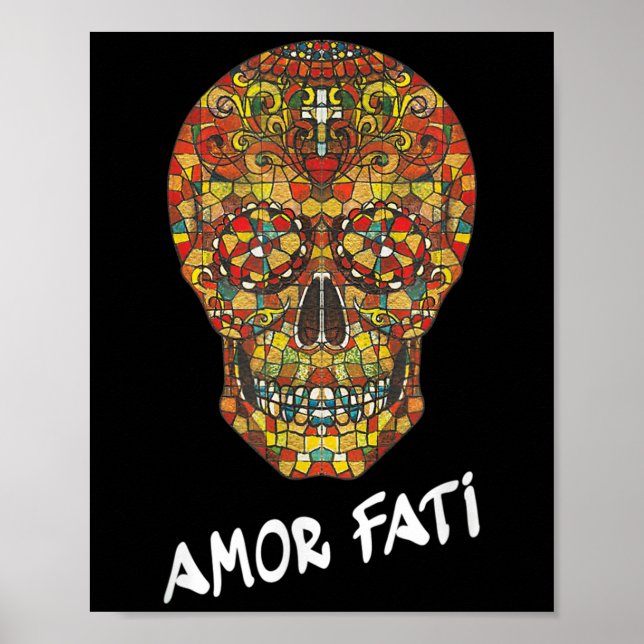 Nietzsche Stoic Quote Philosopher Sugar Skull Amor Poster (Front)