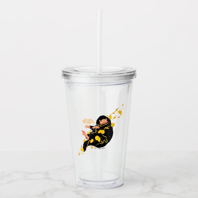 Niffler Floating With Gold Acrylic Tumbler (Front)