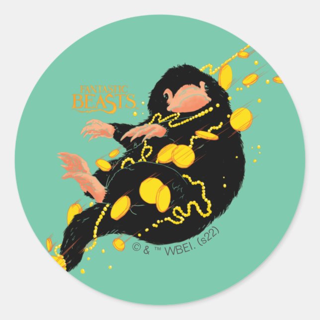 Niffler Floating With Gold Classic Round Sticker (Front)
