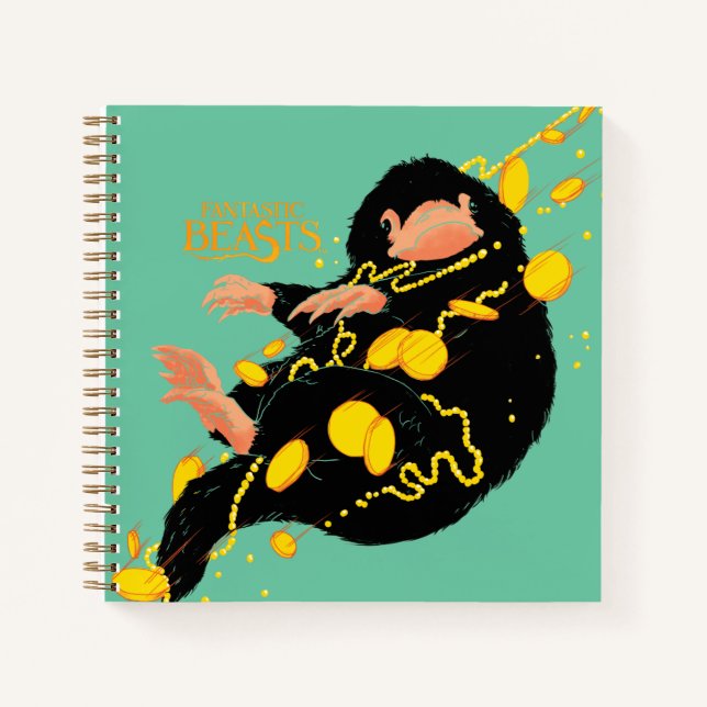 Niffler Floating With Gold Notebook (Front)