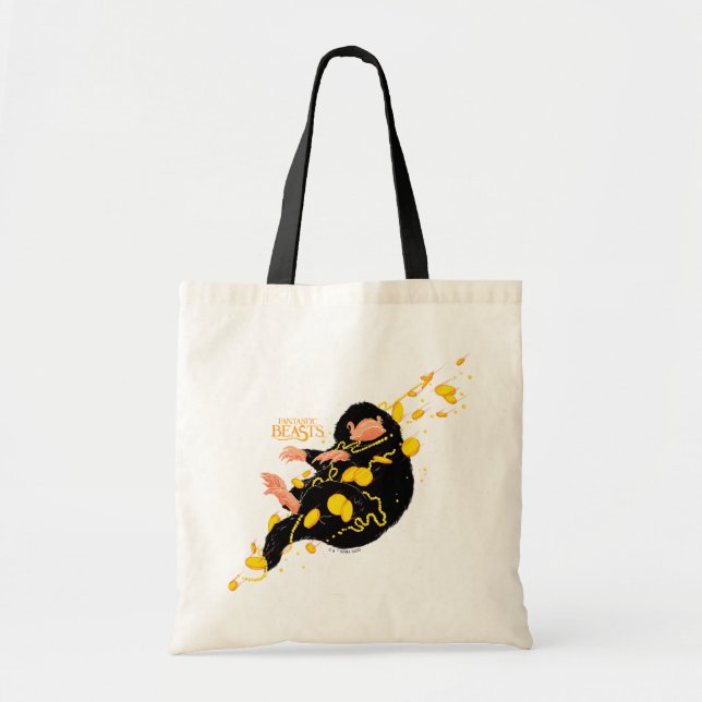 Niffler Floating With Gold Tote Bag (Front)