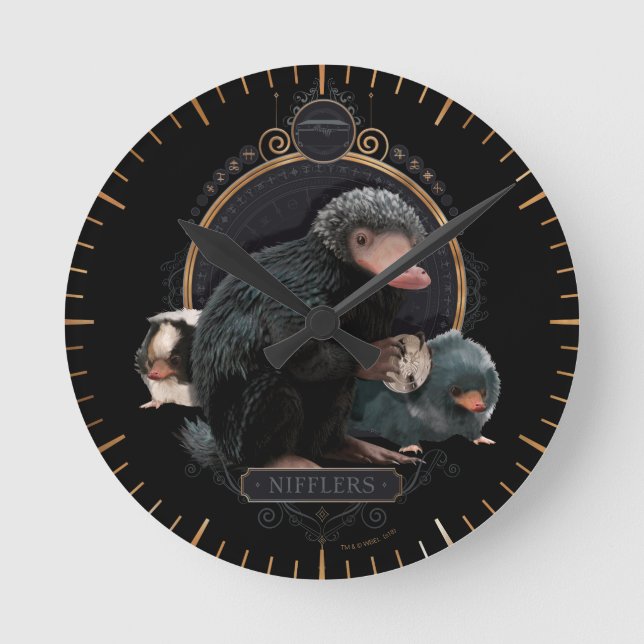 NIFFLER™s Art Nouveau Portrait Round Clock (Front)