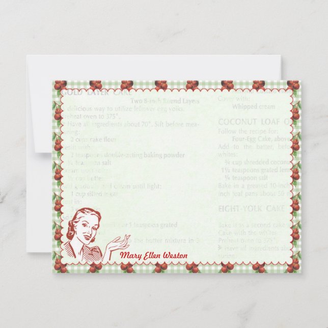 Nifty 50's Cherry Gal Personalised Flat Note Cards (Front)