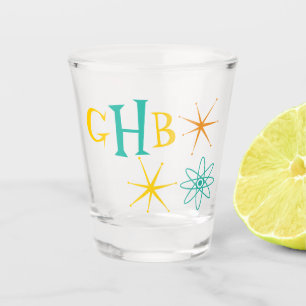 Nifty Fifties Atom and Stars Monogram Shot Glass