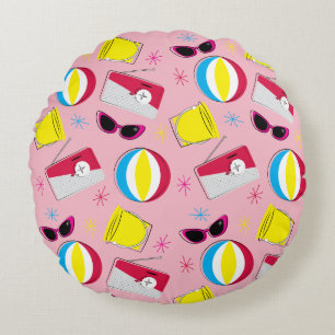 Nifty fifties - beach party round pillow