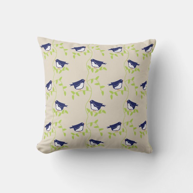 Nifty fifties - two blue birds cushion (Front)