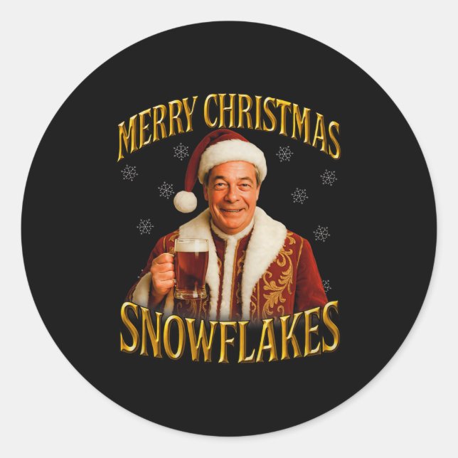 Nigel Farage Christmas Premium Tri-blend  Classic Round Sticker (Front)