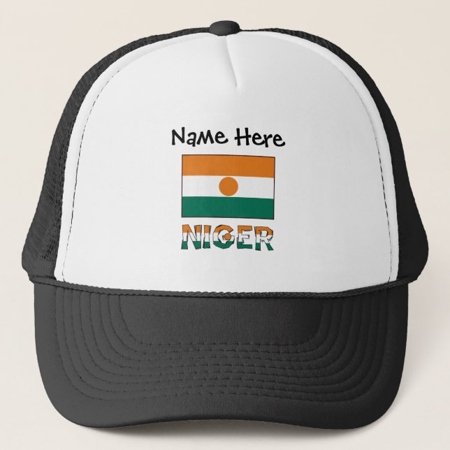 Niger and Nigerien Flag Personalized  Trucker Hat (Front)